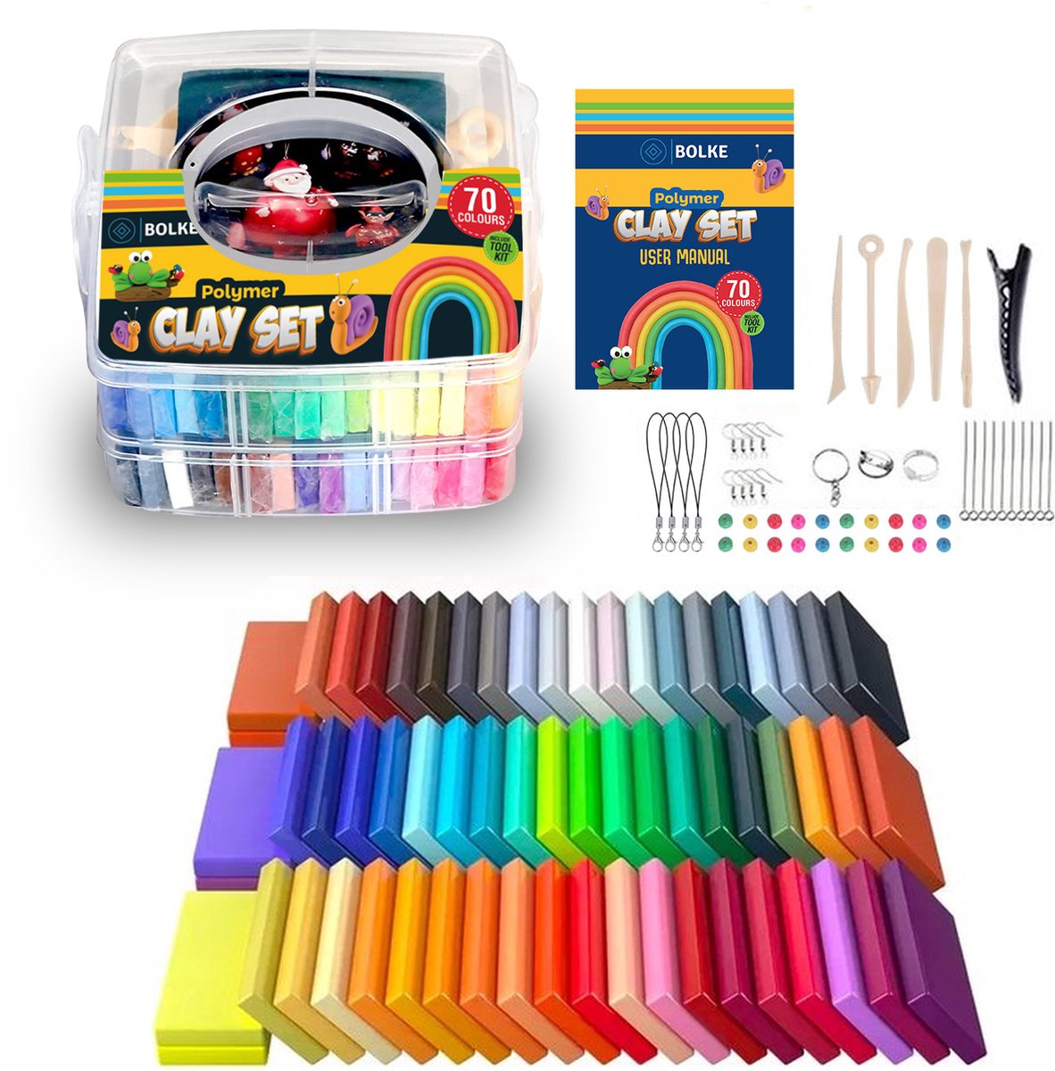 Bolke Polymeer Klei Set - 70 Kleuren 70x20g - Ovenhardende Boetseerklei voor Volwassenen - Fimo Alternatief