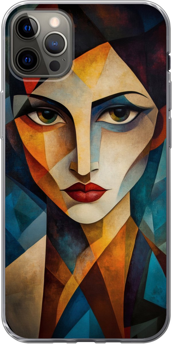 Telefoonhoesje Geschikt voor iPhone 13 Pro Max hoesje - Portret - Abstract - Vormen - Siliconen Telefoonhoesje Telefoonhoesje
