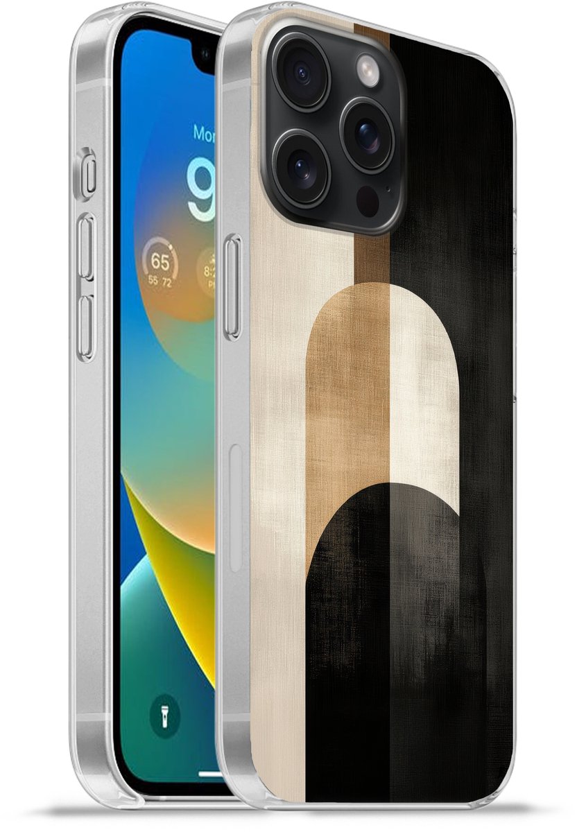 Telefoonhoesje Geschikt voor iPhone 15 Pro Max hoesje - Geometrische - Vormen - Wit - Siliconen Telefoonhoesje Telefoonhoesje