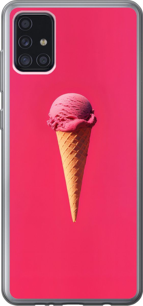Telefoonhoesje Geschikt voor Samsung Galaxy A52 5G hoesje - Schepijs - Roze - Hoorntje - Siliconen Telefoonhoesje Telefoonhoesje