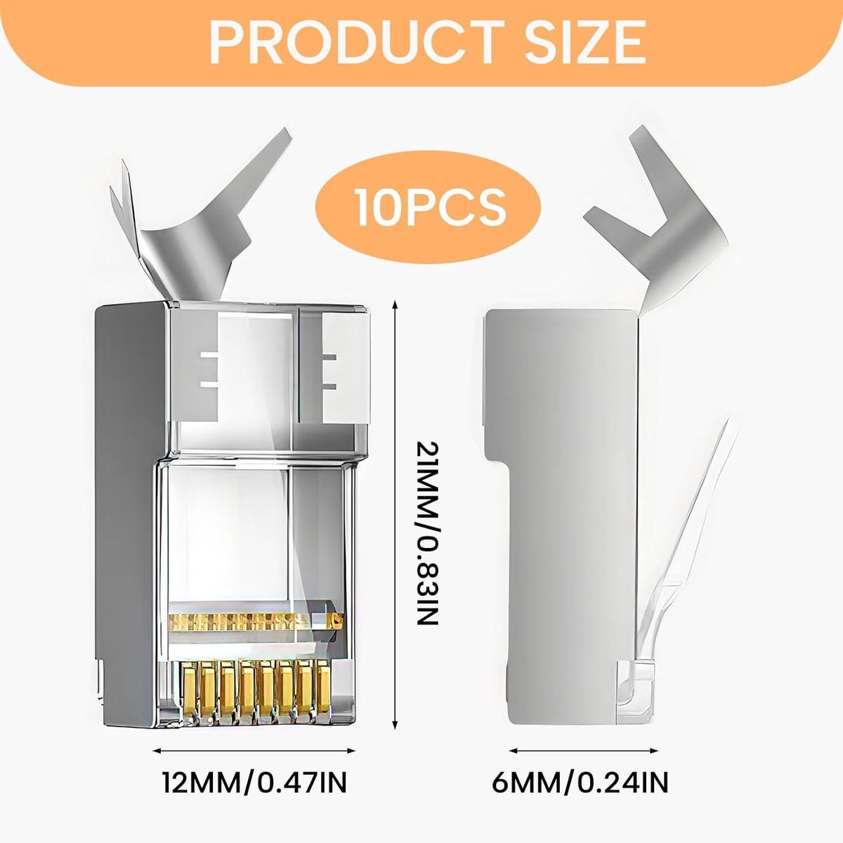 VCELINK 2e generatie RJ45 Cat 7 Cat6A Netwerkstekker Cat7 Cat6A Pass Through RJ45-Stekker voor Het Leggen van Kabel Cat7 Cat6A Afgeschermd met Schroefdraadhulp en Knikbescherming Grijs 10pcs VCELINK 2e generatie RJ45 Cat 7 Cat6A Netwerkstekker Cat7 Cat6A Pass Through RJ45-Stekker voor Het Leggen van Kabel Cat7 Cat6A Afgeschermd met Schroefdraadhulp en Knikbescherming Grijs 10pcs