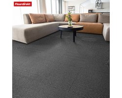 FLOORDIREKT Tapijttegels Bern - 1 Stuk - 50cmx50cm - Tegels Tapijten - Robuust Tapijt - Vloertegels met Antislip Vinylrug - Antraciet