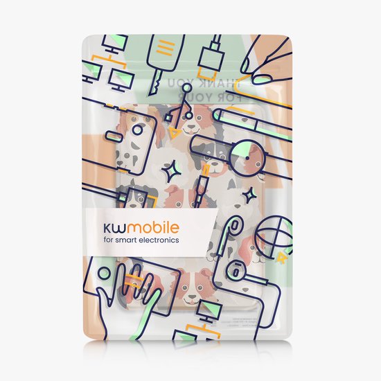 kwmobile e-reader hoesje geschikt voor Kobo Clara BW / Colour hoes - E reader flip case met magnetische sluiting - Ereader cover - Honden Ontwerp design in wit / lichtbruin / grijs van Merkloos — afbeelding 5