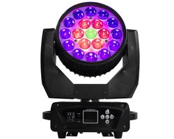Discolamp - Party Lights - Disco licht - Party Laser - Podiumverlichting - Mini LED & Laser Party Lamp - 19x15W Zoom & DMX-compatibel - Discobal - Beam+Wash RGBW Moving Head Lich - met Flight Case - 1 Stuk