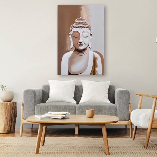 Bouddha abstrait serein - Peinture sur toile Bouddha - Peinture sur toile religion - Minimalisme - Décoration murale industrielle - Peintures - toile 50x70 cm