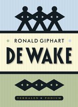 Boekcover van 'De Wake' met abstracte figuren.