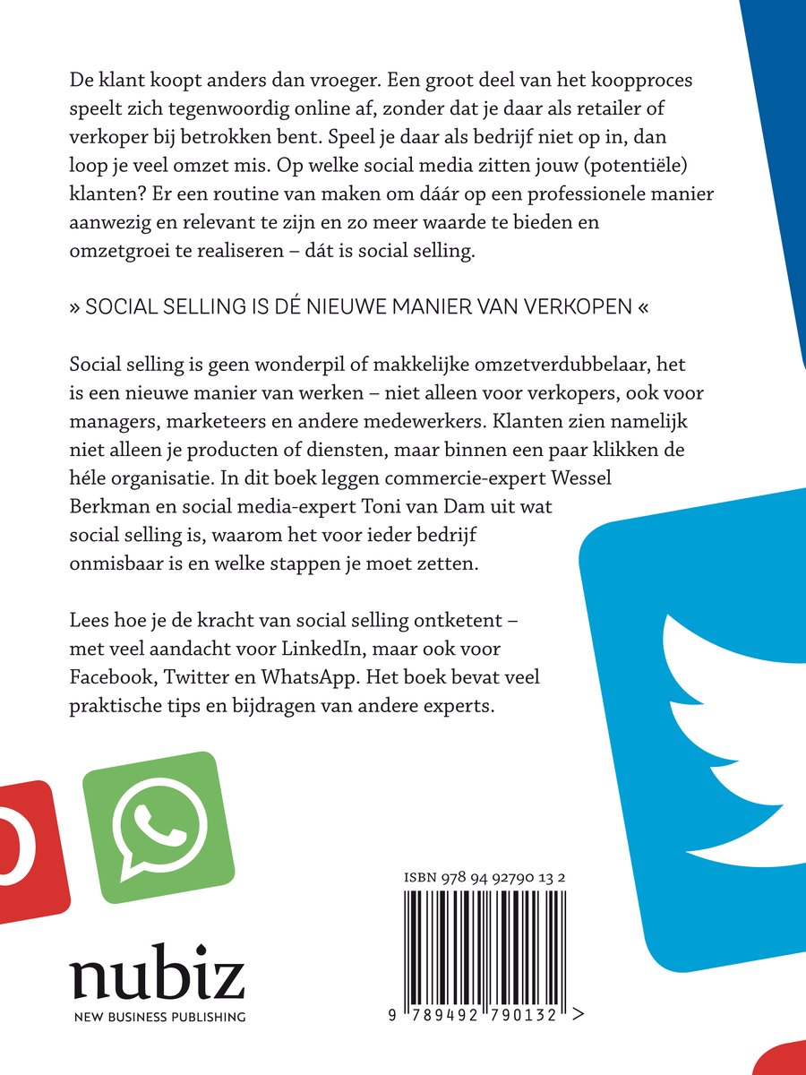 Groen WhatsApp-logo op witte achtergrond met tekst "nubiz NEW BUSINESS PUBLISHING" en ISBN.
