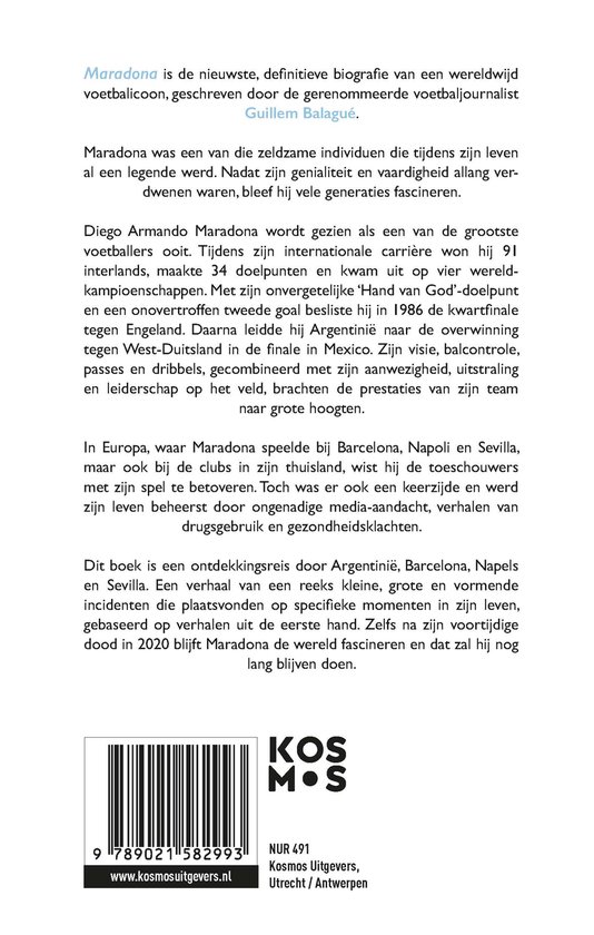 Boek 'Maradona' door Guillem Balagué, met barcode en uitgever details