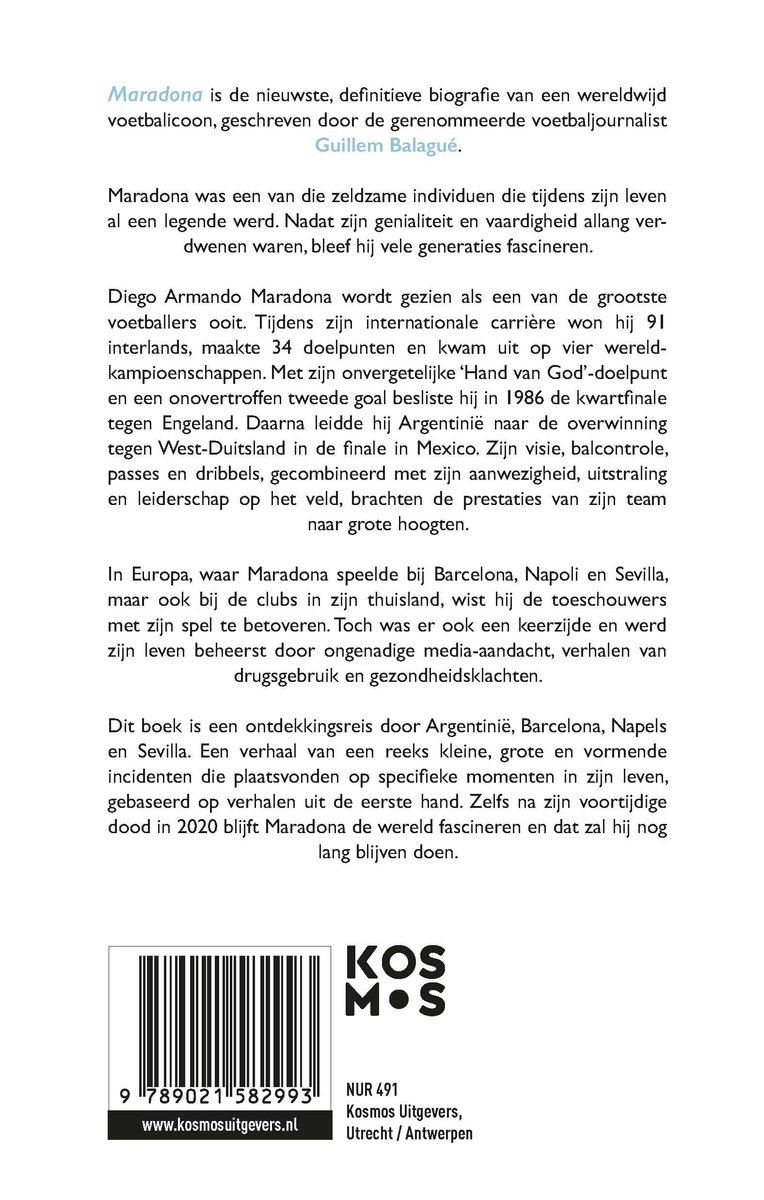 Boek 'Maradona' door Guillem Balagué, met barcode en uitgever details