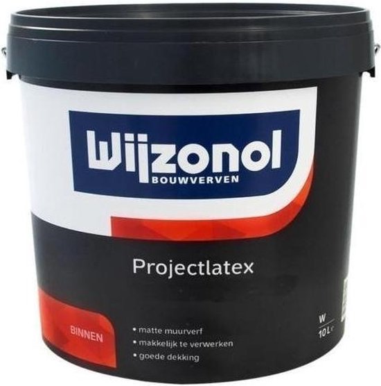 Emmer Wijzonol Projectlatex wit, 10 liter. Matte muurverf, makkelijk te verwerken, goede dekking.