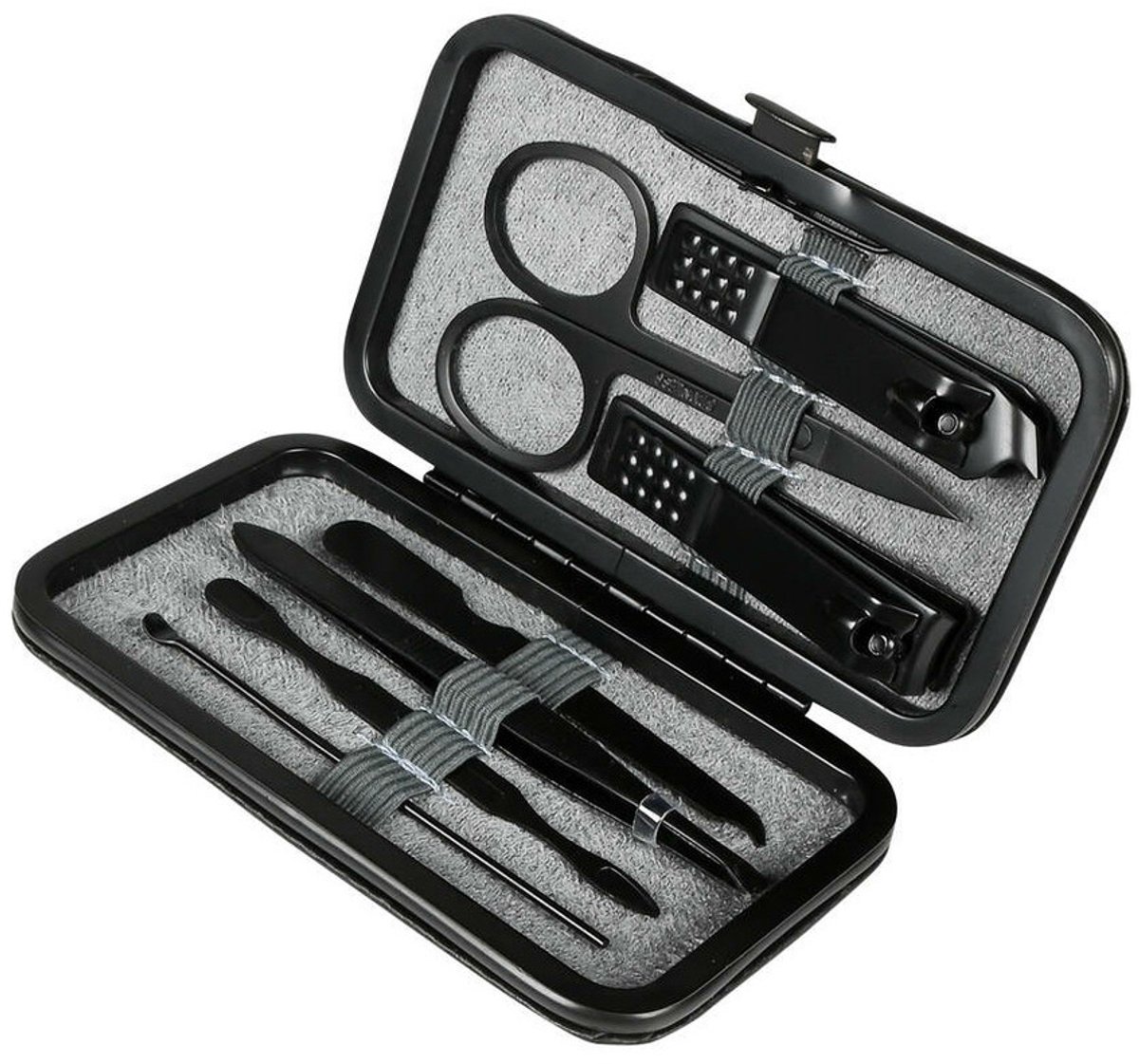 Benson Care Manicureset - 7-delig - zwart - incl. etui - RVS - nagel verzorging