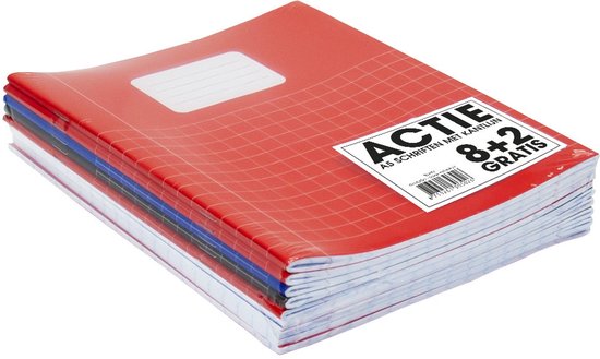 SOHO Schriften - A5 formaat - 70 grams papier - Met kantlijn - 3 kleuren - Zwart/Rood/Blauw - 10mm ruit - 80 bladzijden