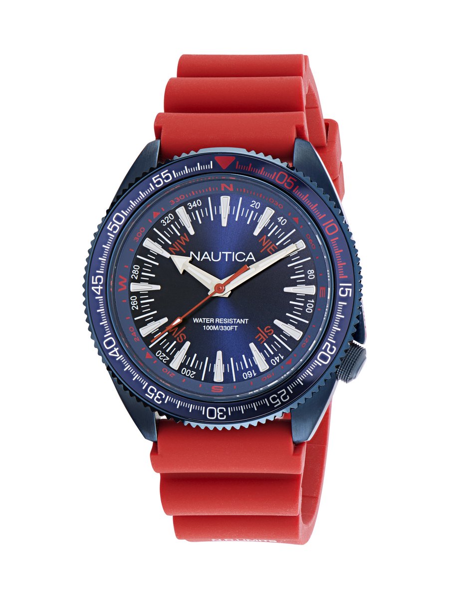 Nautica Nautica Vintage Analoog Horloge Blauw Case: 100% Stainless Steel | Armband: 100% Bio-Based Pu 44 mm NAPNVF305