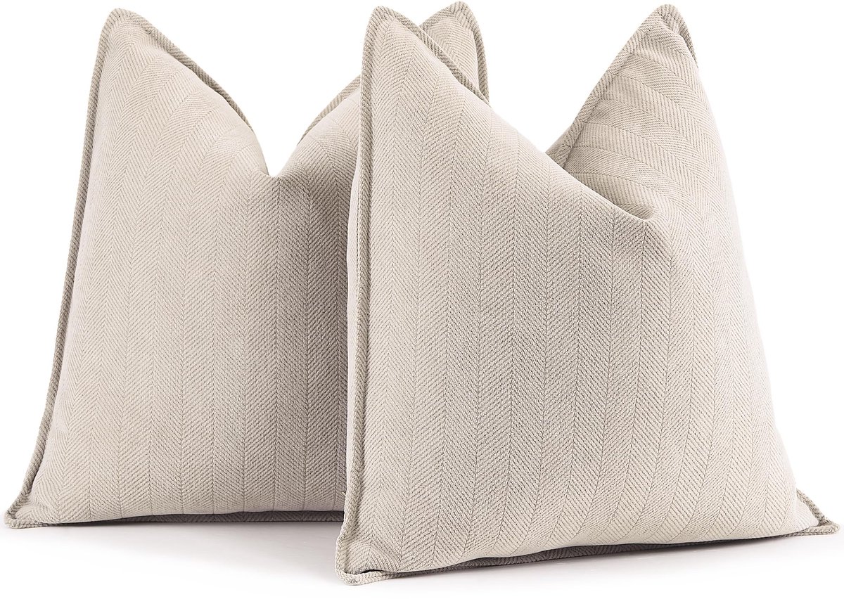 Unyqoos ® Elegant en Luxueus Set van 2 Chenille Kussenhoezen voor Stijlvolle Woondecoratie beige