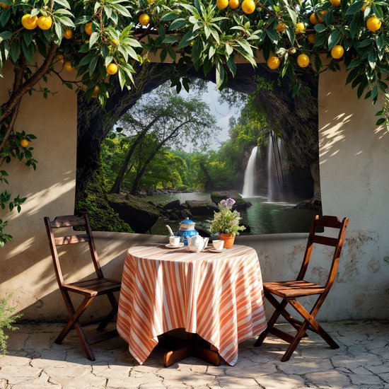 Ulticool - Cascade Transparente Arbres Nature - Affiche Tapisserie - 200x150 cm - Groot tapisserie - Affiche jardin Tentures