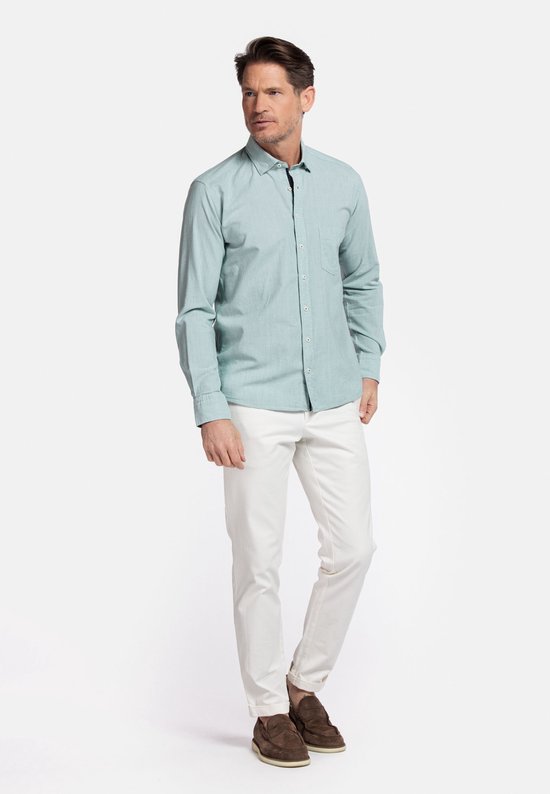 Giordano overhemd tencel groen borstzak