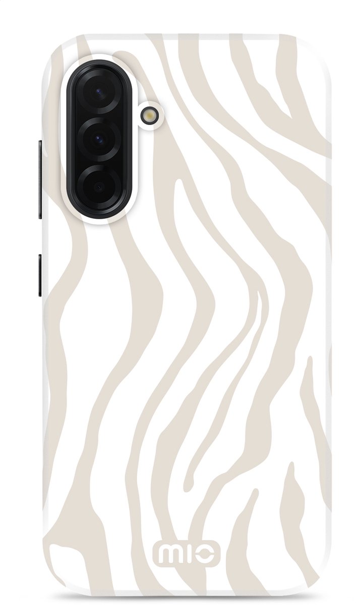 Mio by Mobilize Hoesje geschikt voor Samsung Galaxy A56 MagSafe Telefoonhoesje Hardcase | Mio by Mobilize Backcover | Geschikt voor MagSafe | Geschikt voor Draadloos Opladen met Magnetische Ring | Geschikt voor MagSafe Case - Sandy Zebra | Wit