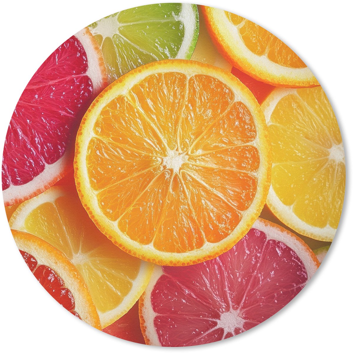 Muismat rond 30x30 cm - Mousepad Fruit - Kleurrijk - Close up - Ronde muismatten