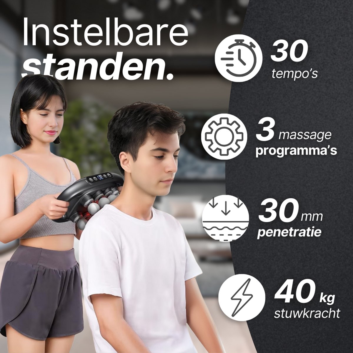 We Flow Massagepistool 8 koppig met infrarood en 30 standen thumbnail 4