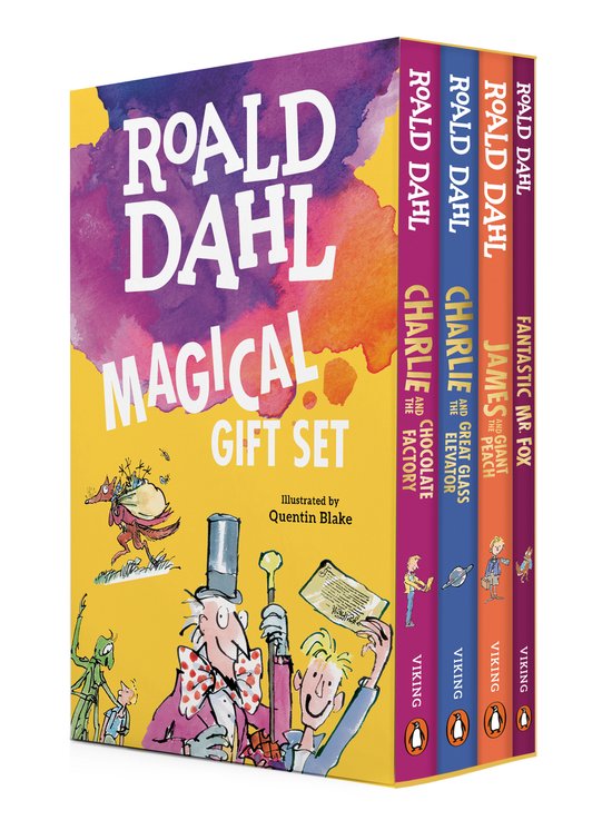 Roald Dahl Magical Gift Set 4 Books Charlie and the Chocolate Factory, James and the Giant Peach, Fantastic Mr Fox, Charlie and the Great Glass Elevator