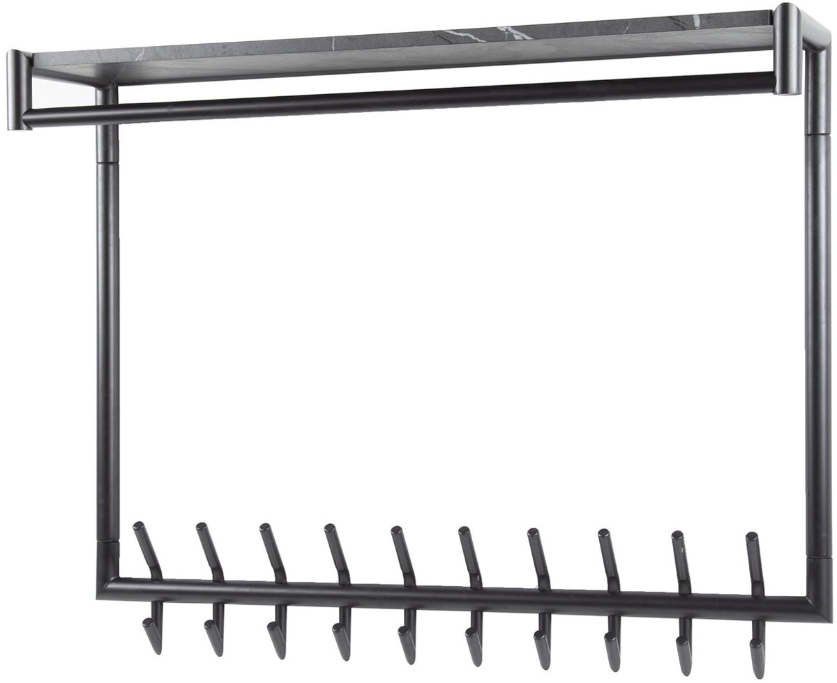 Giga Meubel Kapstok Roede - Zwart Metaal - 20 Haken - 100x27x80cm