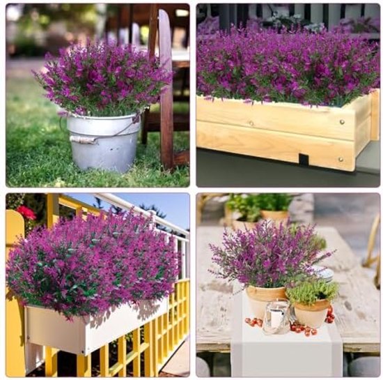 Sikweny 12 Stück Künstliche Balkonpflanzen Lavendel 37 cm
