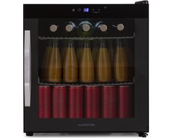 Klarstein Coachella 50 Onyx Dranken Koelkast - 47L Slimme Dranken Koelkast met WiFi, LED Verlichting, Touch Control, 5-18 °C Koeling, Panoramische Glazen Deur, Zwart