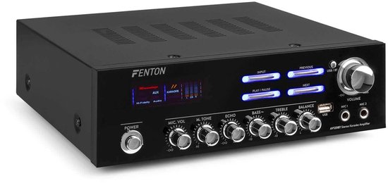 Versterker - Fenton AV120BT stereo 2x 60W versterker met Bluetooth en karaoke mogelijkheid