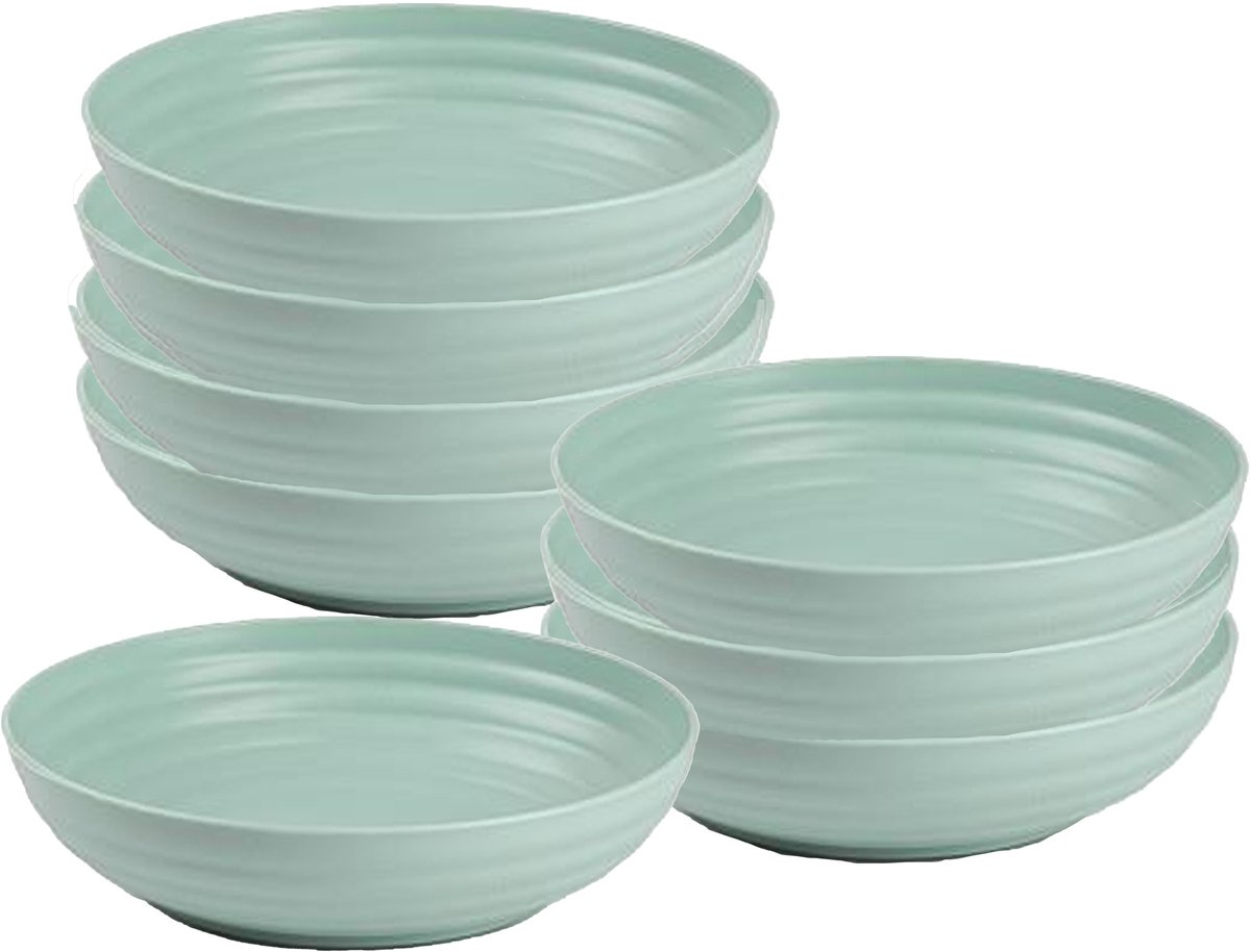 Plasticforte Soepkommen - 8x - D22 x H5.5 cm - groen - kunststof - onbreekbaar - servies