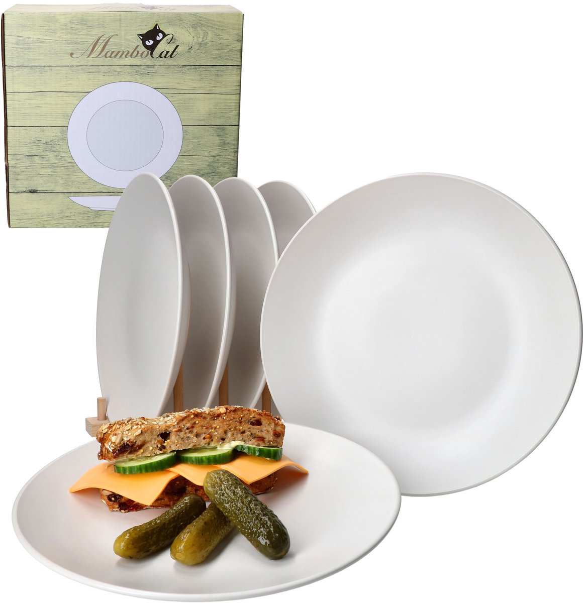 Set van 6 platte dinerborden 27cm Wit Biata steengoed