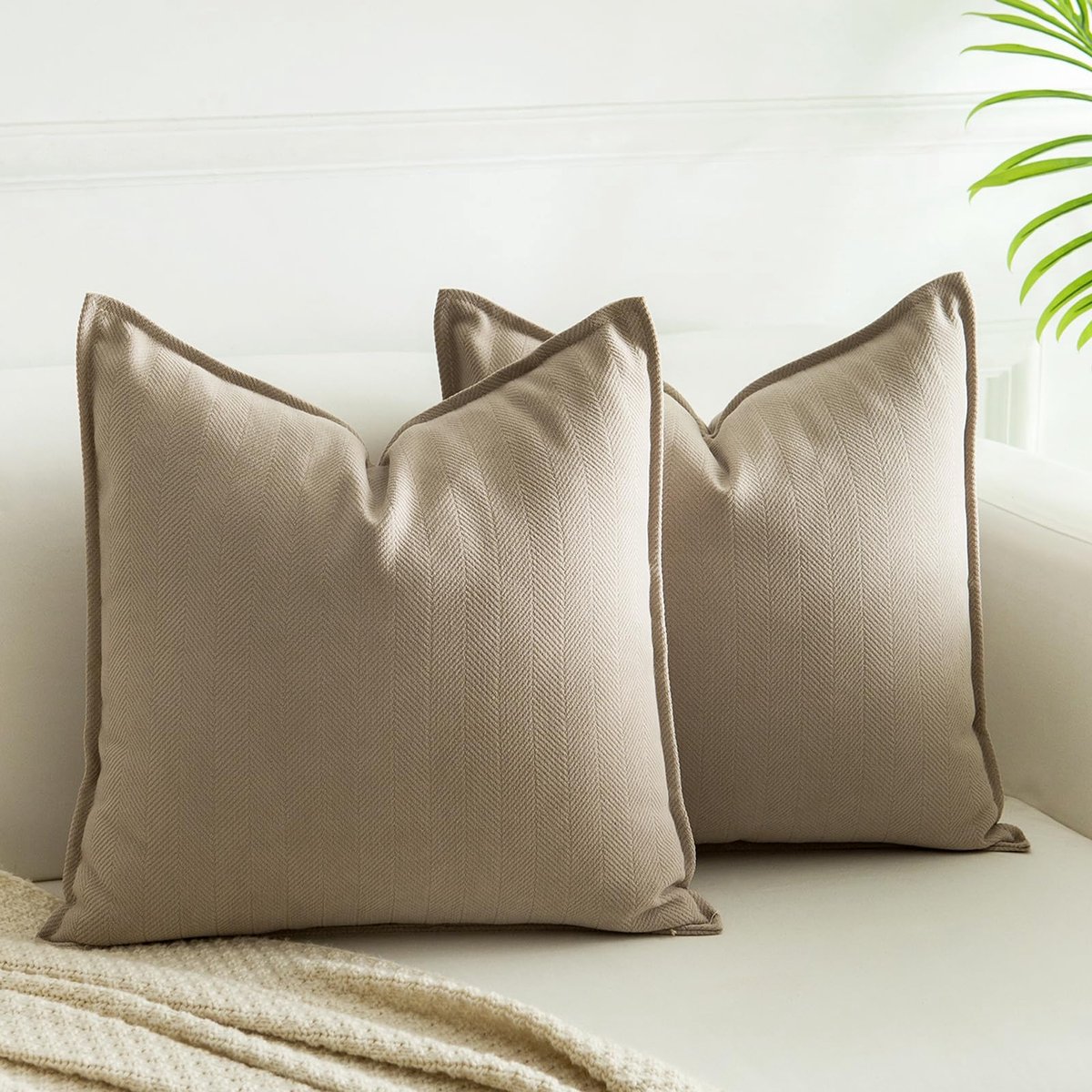 Ibenzoa Kussenslopen Set van 2 in Zachte Neutrale Tint voor Diverse Interieurs beige