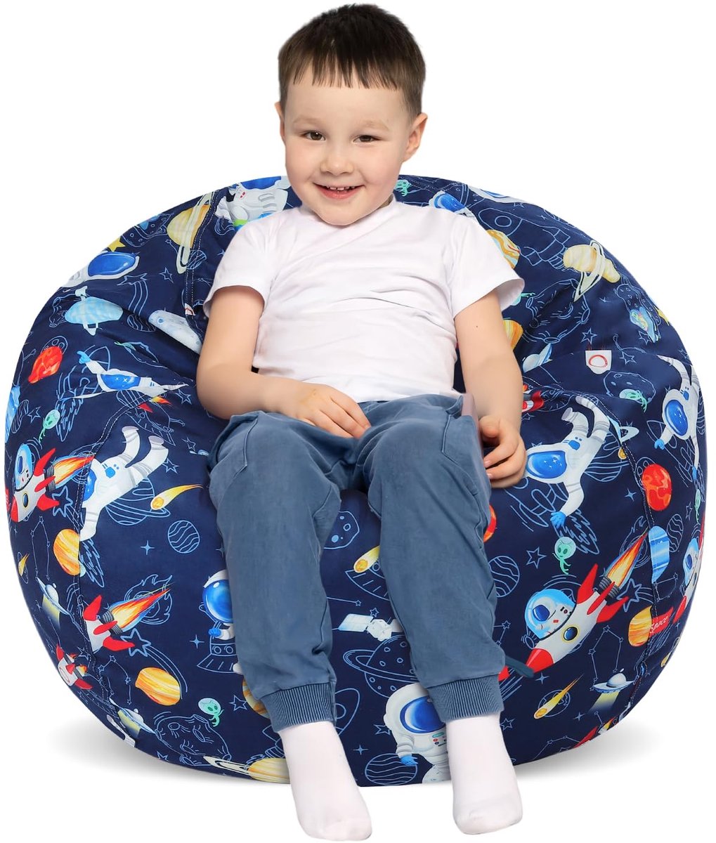 Ibenzoa® Speelgoedopslag Zitzak voor Kinderen met Astronautenthema, Ruimtebesparend en Comfortabel Ontwerp