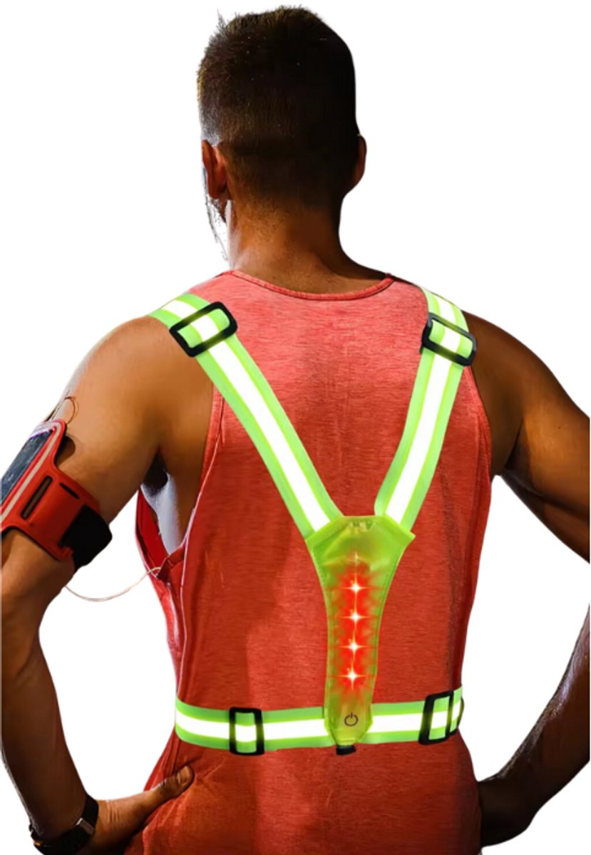 S4D® - Hardloopverlichting - Hardloopvest - Hardloopvest Met Verlichting - Running Vest - Inclusief Batterijen - One Size - Met LED Verlichting Voor En Achter -