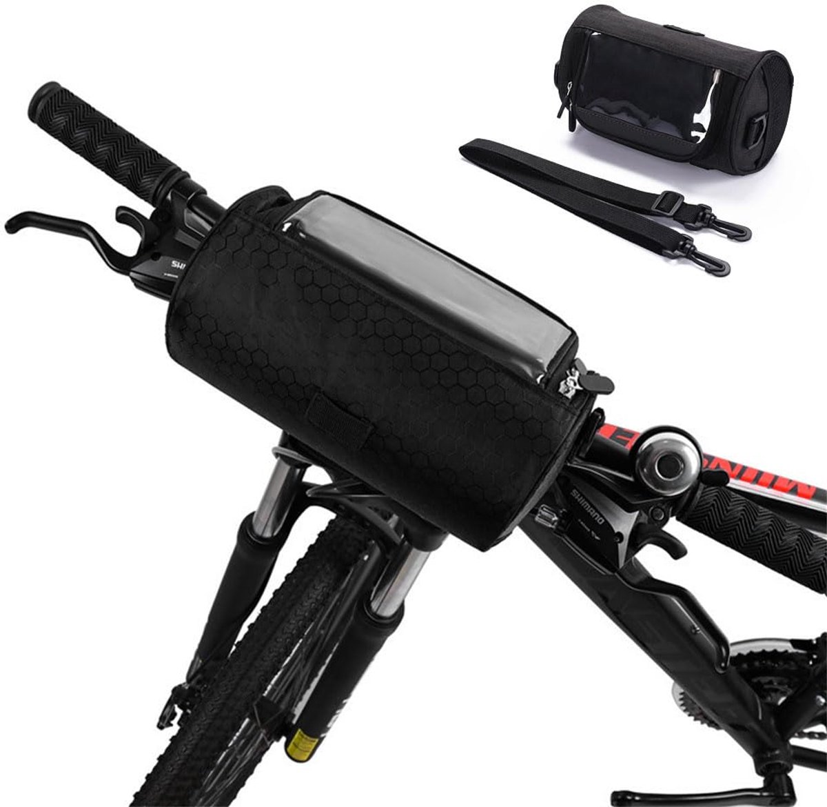 Ibenzoa® Fietsstuurtas met Verlengd Telefoonvenster en Schouderriem voor Diverse Fietsen en Reizen