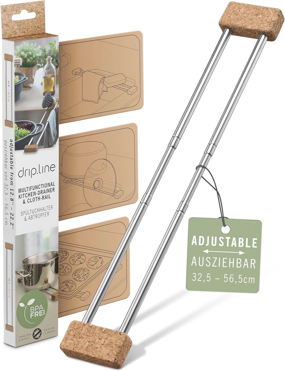 Multifunctioneel Afdruiprek en Organizer voor Gootsteen van Natuurlijk Materiaal