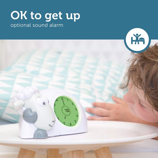 Witte Kinderwekker met Nachtlamp, Ideaal voor Slapen en Wakker Worden — afbeelding 3