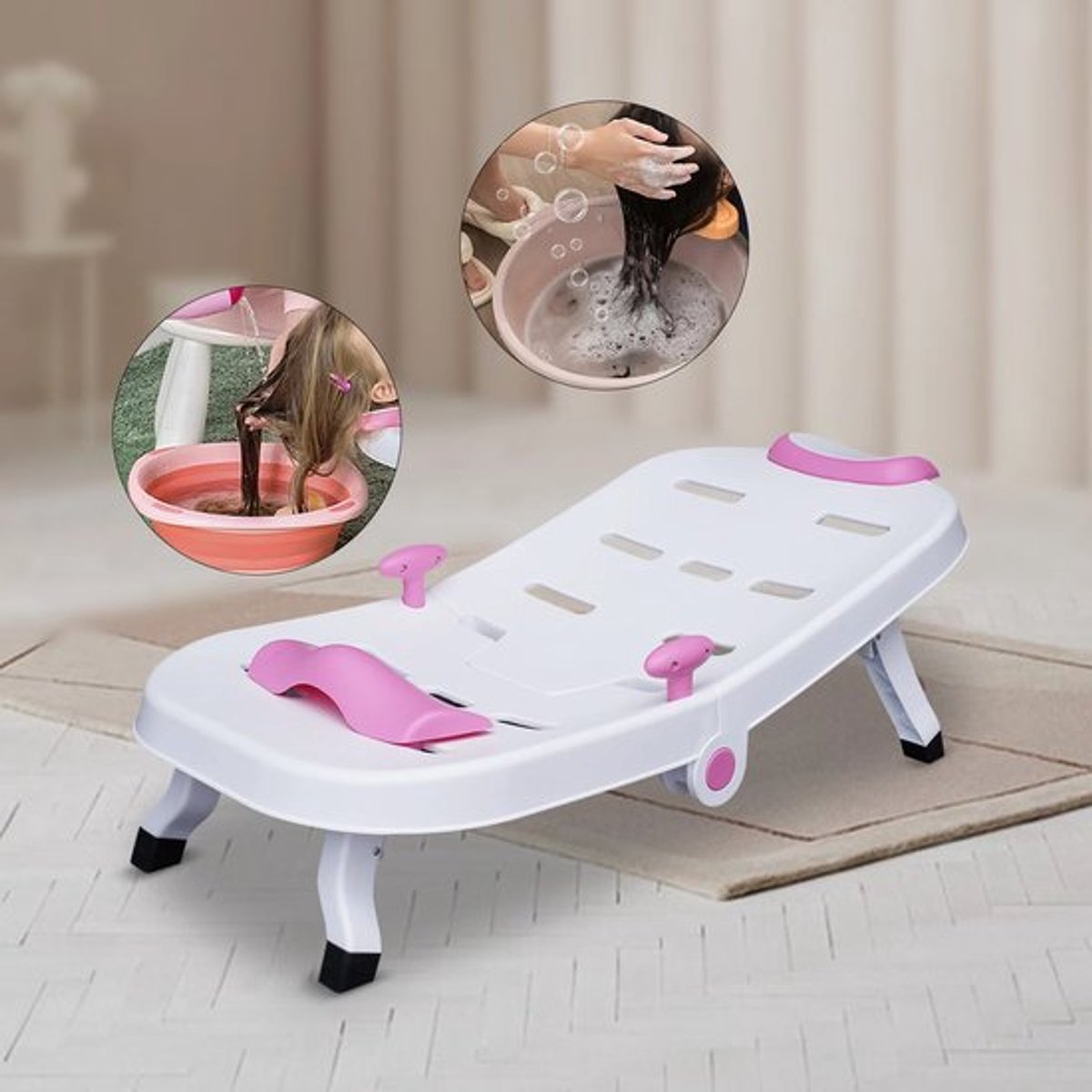 Gran VidaÂ® - Shampoo Stoel - Opvouwbaar en Draagbaar - Comfortabel voor Kinderen - Zacht Kussen