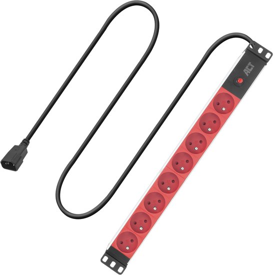 Prise de courant ACT PDU 19" C14 IEC60320 8 voies type E, 3 m H05VV F 3G1. 0 PD3155