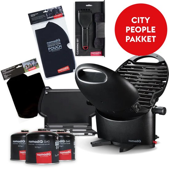 nomadiQ CITY barbecue pakket - de ultieme gas barbecue incl. accessoires voor stadsmensen