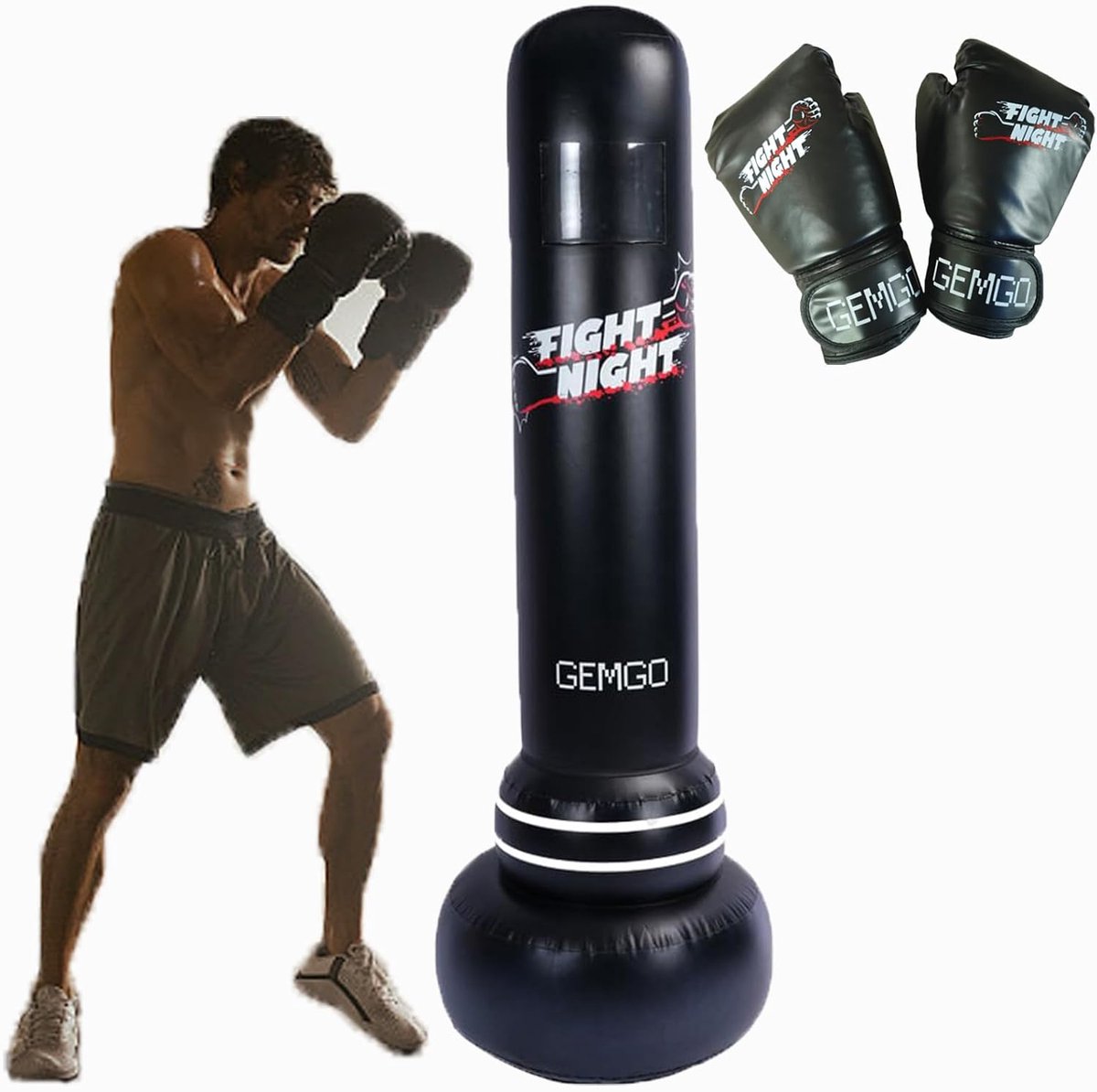 Staande bokszak 180 cm - Ideaal voor bokstraining, Taekwondo en MMA, Inclusief bokshandschoenen