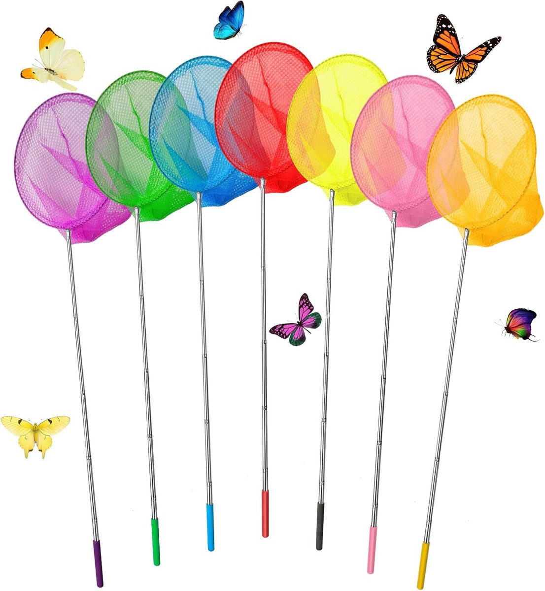 Telescopisch Vlindernet Set - 7 Stuks Uitschuifbare Insectenvangers voor Kinderen (37-85 cm)