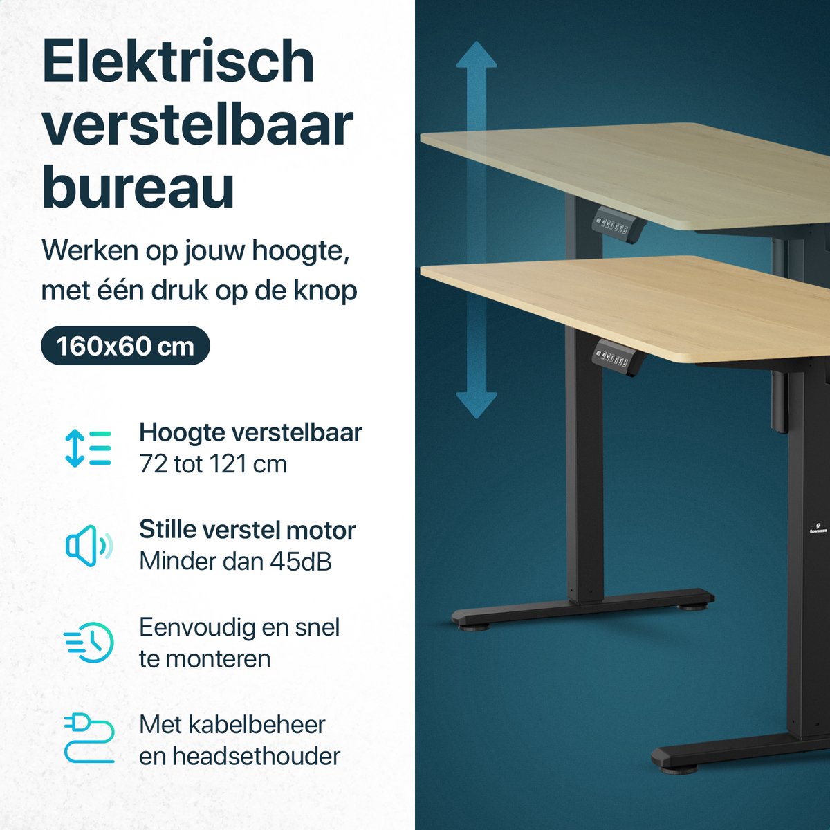Flowsense Flowsense Zit Sta Bureau 160x60 - afbeelding 2