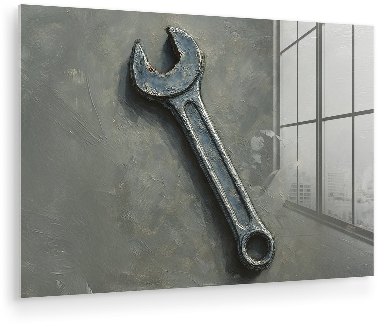 MuchoWow® Glasschilderij 150x100 cm - Schilderij acrylglas - Steeksleutel - Schilderij - Gereedschap - Verf - Foto op glas - Muurdecoratie woonkamer - Wanddecoratie slaapkamer - Schilderijen