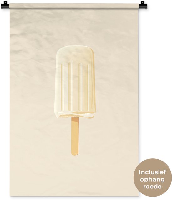 Tapisserie murale 60x90 cm - Toile murale minimaliste - Glace - Bâton - Beige - Tapisserie - Tapisseries