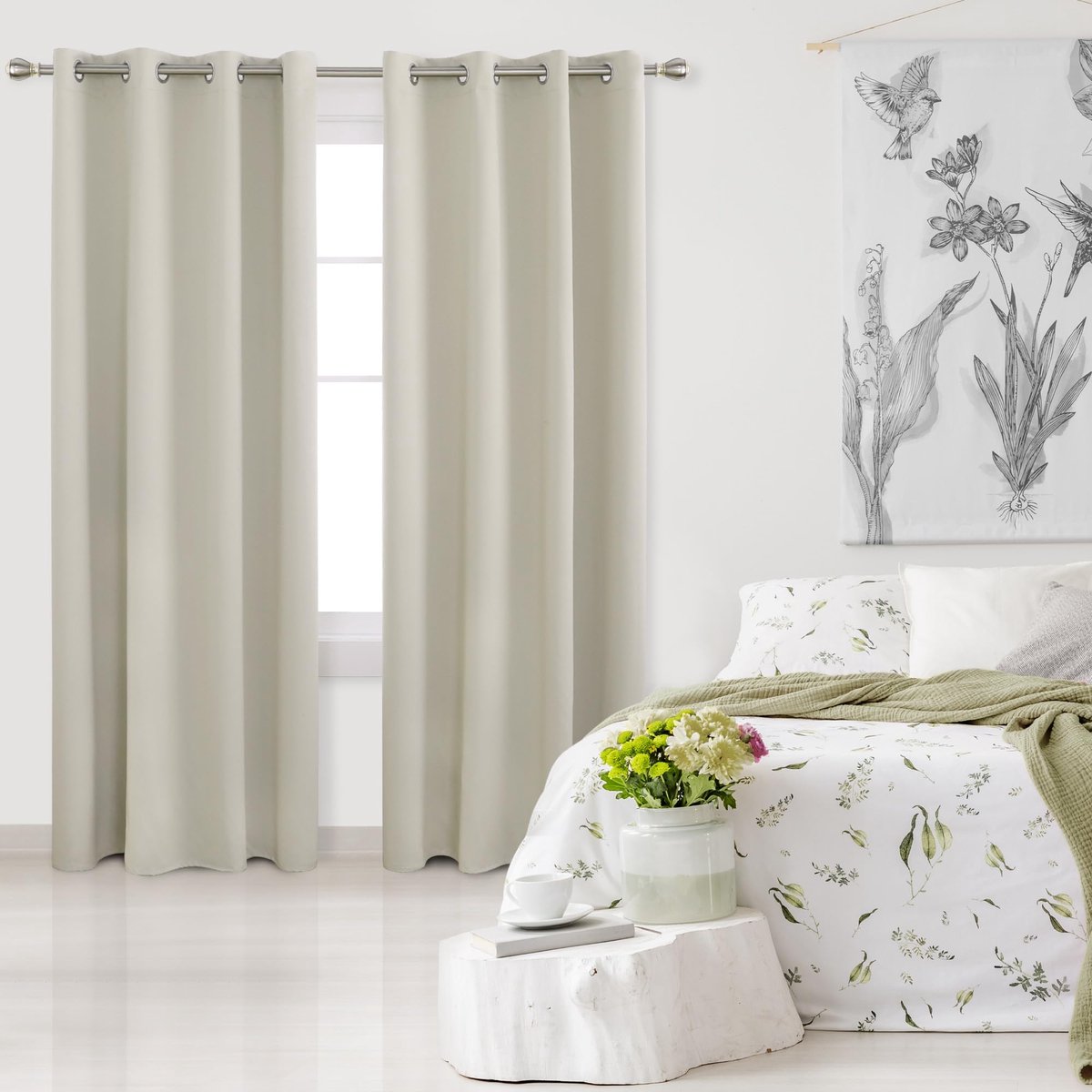 Unyqoos ® Verduisterende Gordijnen met Isolerende Eigenschappen voor Woon- en Slaapkamer, 229x132 cm, Set van 2 beige