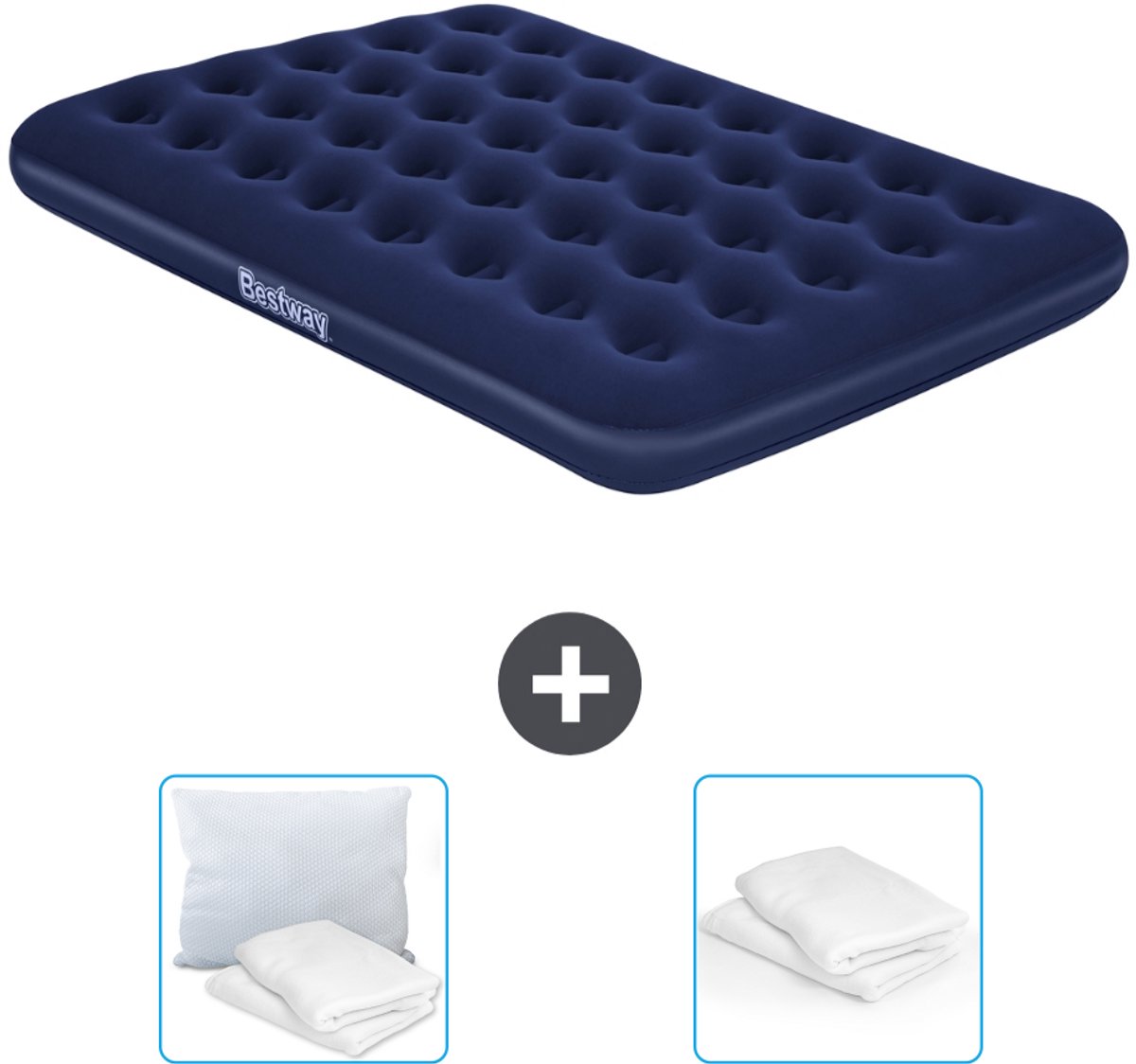 Bestway luchtbed - Twijfelaar - 137 x 191 x 22 cm - Blauw - Inclusief Kussen en Kussenbeschermer