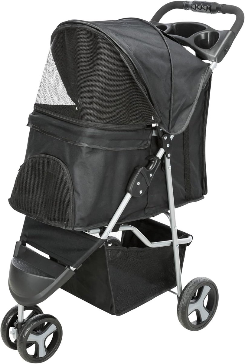 Kinderwagen zwart 47 × 100 × 80 cm – Perfect voor dieren onderweg