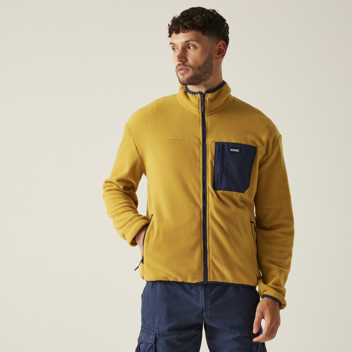 Fleece Heren Volledige Rits Frankie Geel