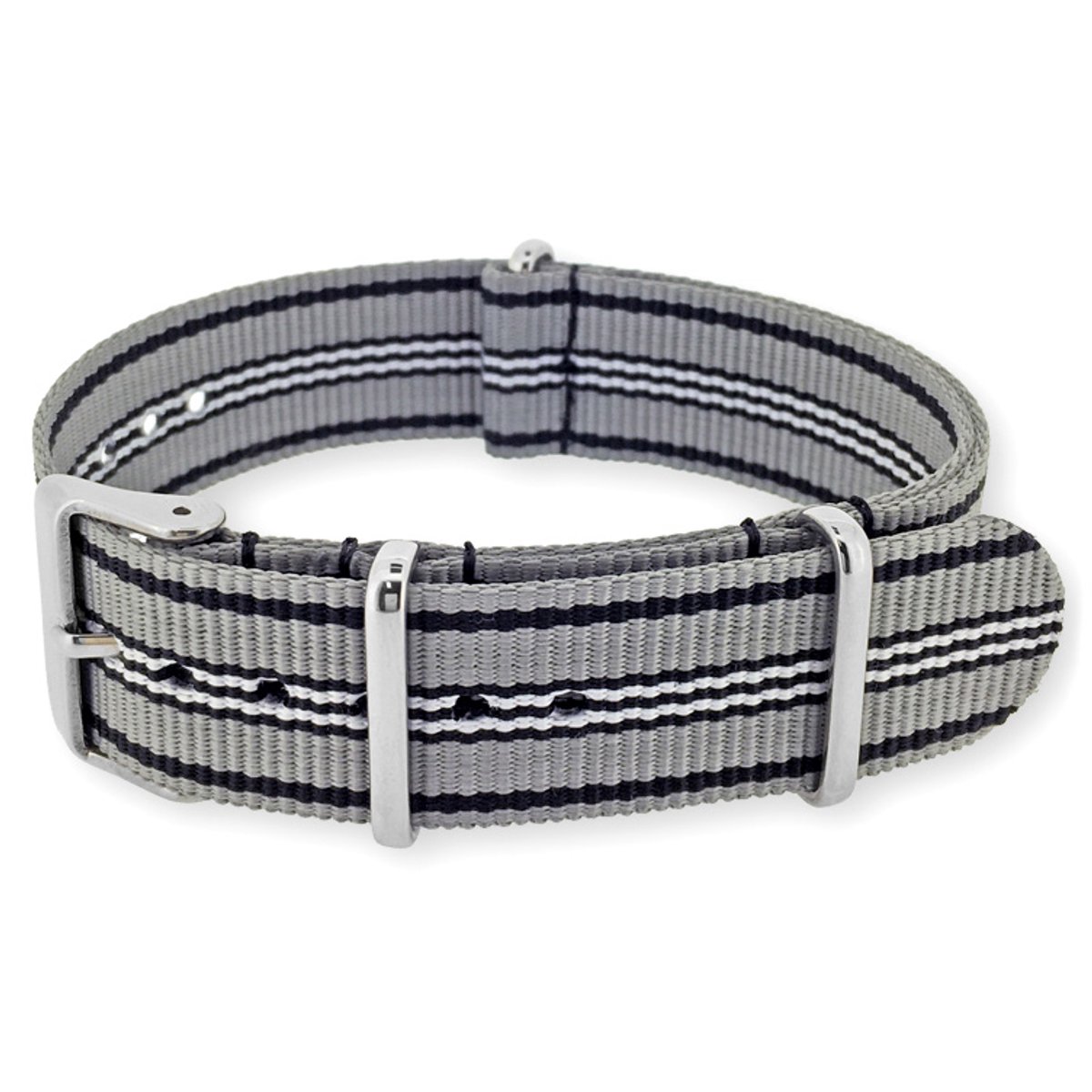 NATO Horlogeband G10 Military Nylon Strap - Original NATOS.com® - Grijs Zwart Wit 22mm