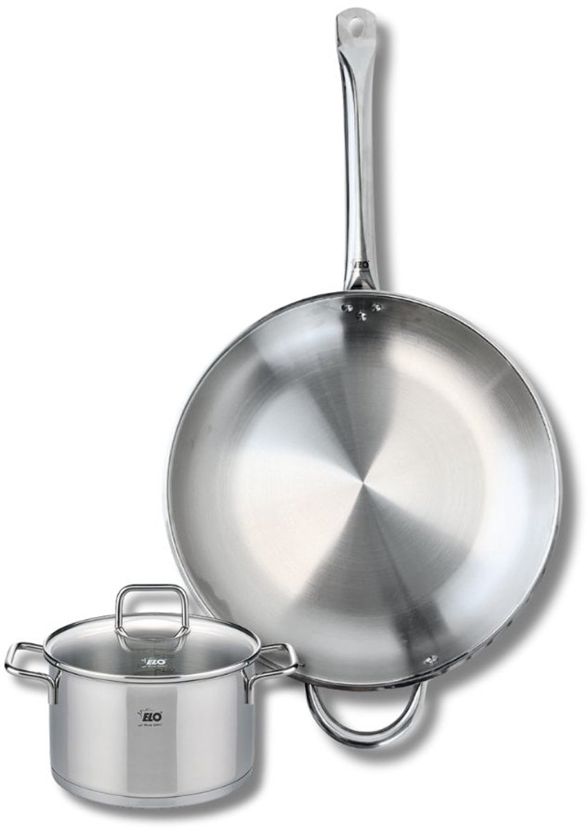 Set van 1 Koekenpan 32 cm en 1 braadpan 16 cm Elo Profi Citrin